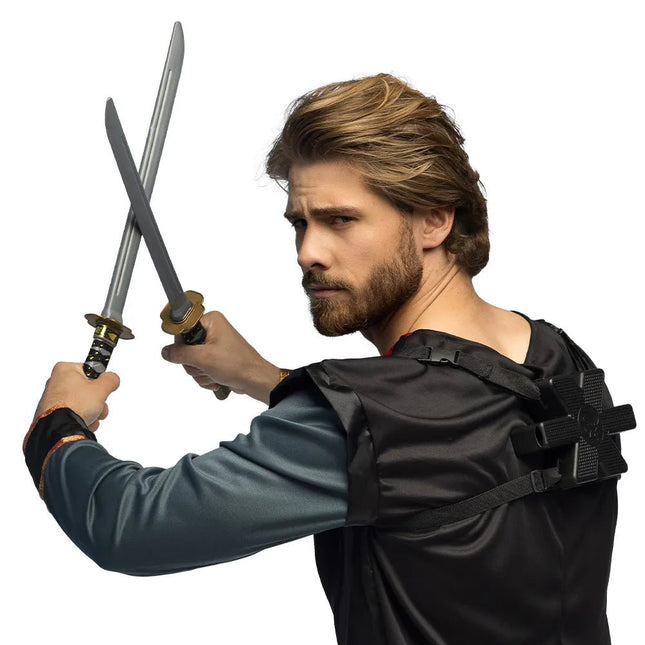 Set 2 ninjazwaarden met houder (52 cm) van Boland koop je bij Partywinkel