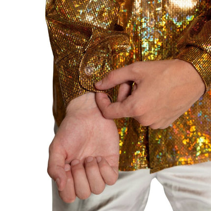 Shiny Disco Shirt Goud van Partychimp koop je bij Partywinkel