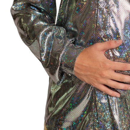 Shiny Disco Shirt Zilver van Partychimp koop je bij Partywinkel