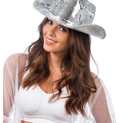 Zilveren Discobal Cowboyhoed