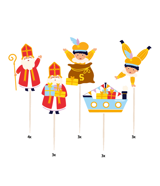 Sinterklaas Cocktailprikkers 6,5cm 16st van Paper Dreams koop je bij Partywinkel