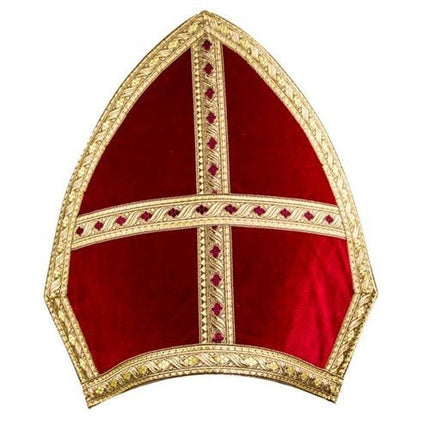 Sinterklaas Mijter Katoenfluweel van Haza Witbaard koop je bij Partywinkel