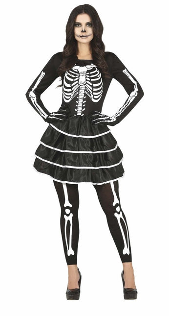 Skelet Halloween Jurk Dames van Fiestas Guirca koop je bij Partywinkel