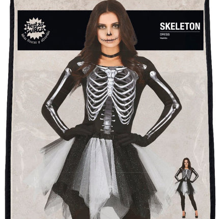 Skelet Halloween Jurk Dames Zwart van Fiestas Guirca koop je bij Partywinkel