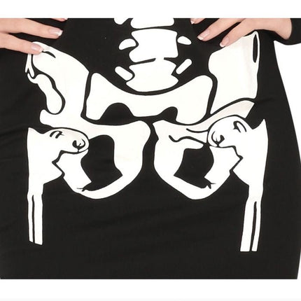 Skelet Halloween Jurk Dames Zwart Rood van Fiestas Guirca koop je bij Partywinkel