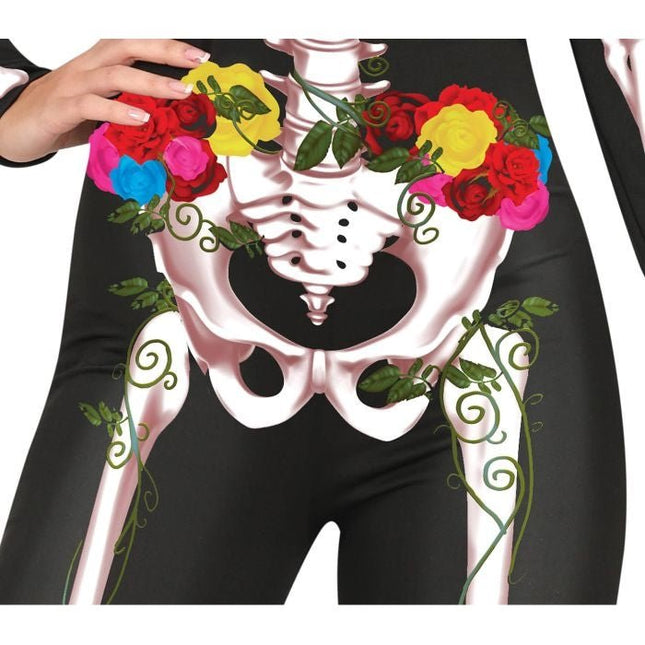 Skelet Halloween Kostuum Dames Bloemen van Fiestas Guirca koop je bij Partywinkel