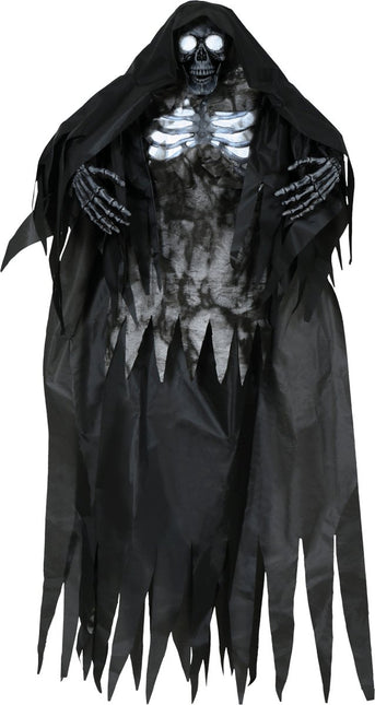 Skelet Hangdecoratie Zwart Met Licht En Geluid 1,6m van Fiestas Guirca koop je bij Partywinkel