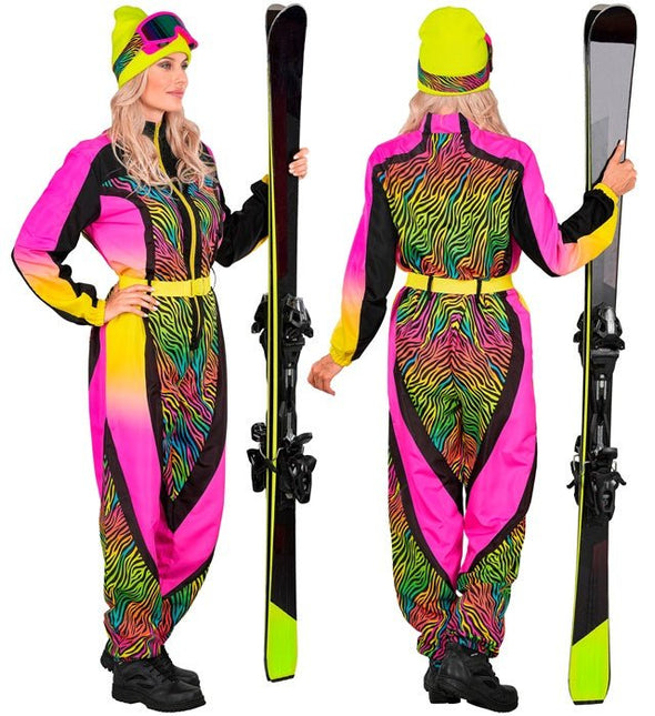 Skier/Snowboarder Zebra Roze geel Multi Dames van Widmann koop je bij Partywinkel