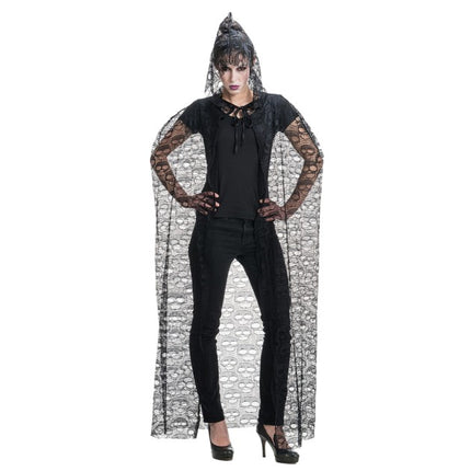 Schedel Cape Met Capuchon Zwart 145cm