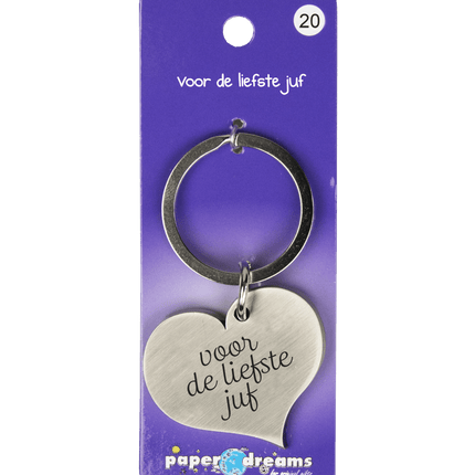 Sleutelhanger Liefste Juf 10cm van Paper Dreams koop je bij Partywinkel