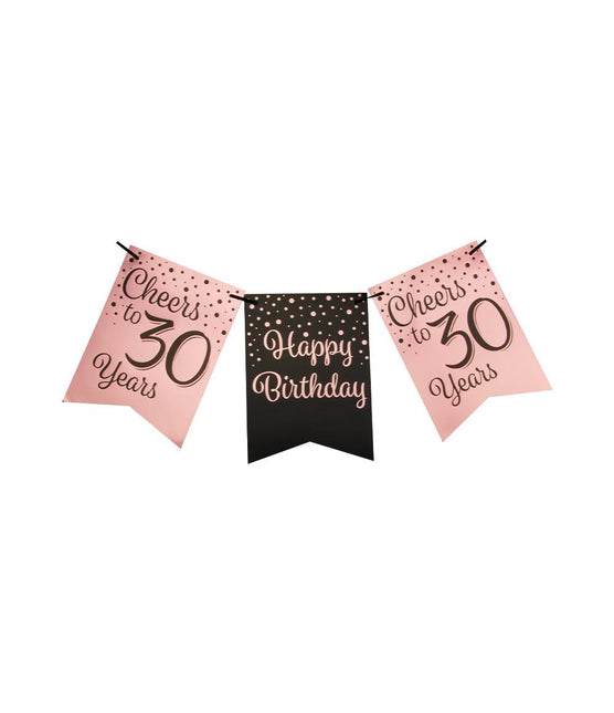 Slinger 30 Jaar Roze Zwart 6m van Paper Dreams koop je bij Partywinkel