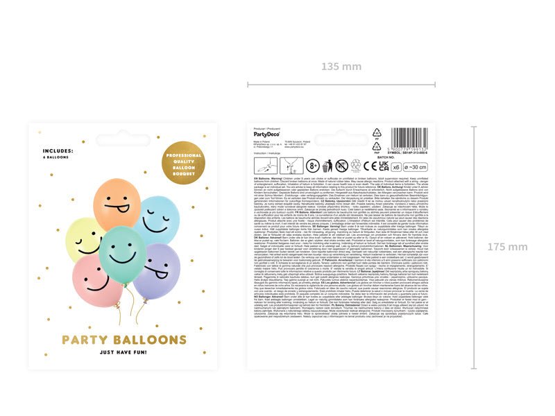 Smiley Ballonnen 30cm 6st van Partydeco koop je bij Partywinkel