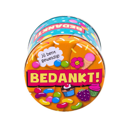 Snoepblik Bedankt 9cm van Paper Dreams koop je bij Partywinkel