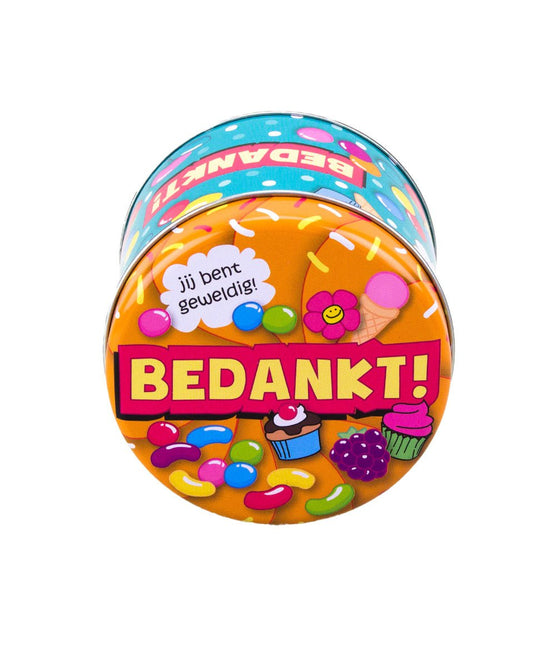 Snoepblik Bedankt 9cm van Paper Dreams koop je bij Partywinkel