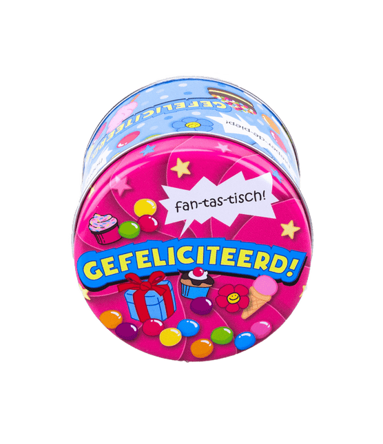 Snoepblik Gefeliciteerd 9cm van Paper Dreams koop je bij Partywinkel