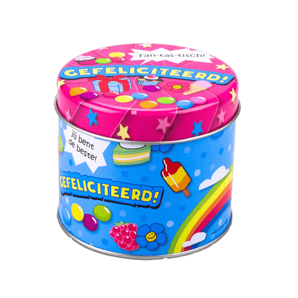 Snoepblik Gefeliciteerd 9cm van Paper Dreams koop je bij Partywinkel