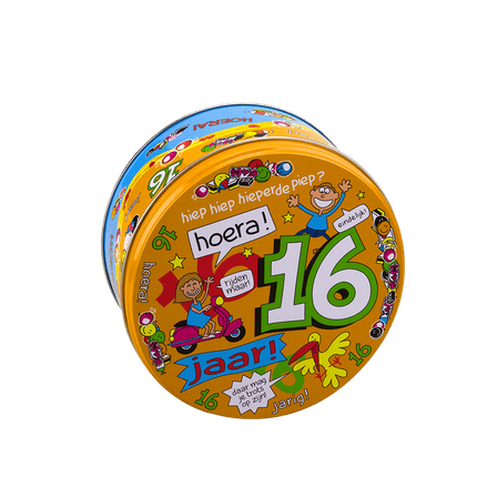 Snoeptrommel 16 Jaar 14cm van Paper Dreams koop je bij Partywinkel