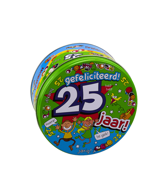 Snoeptrommel 25 Jaar 14cm van Paper Dreams koop je bij Partywinkel