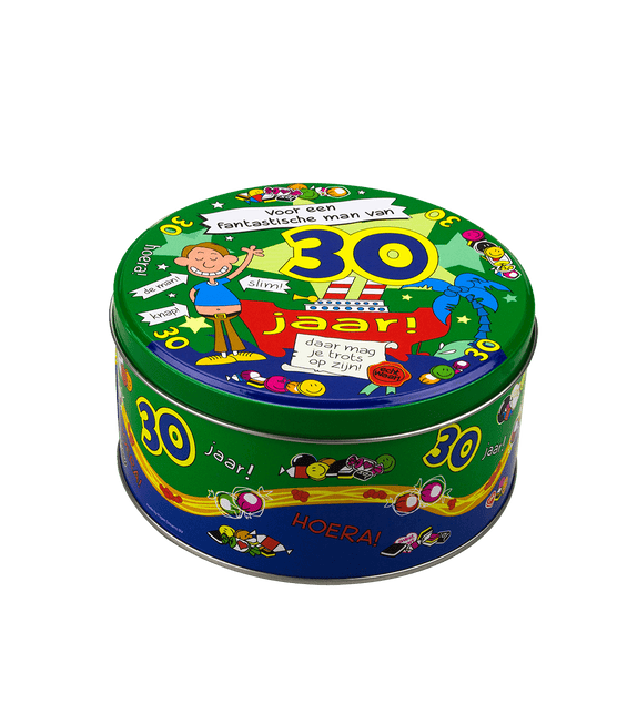 Snoeptrommel 30 Jaar Man 14cm van Paper Dreams koop je bij Partywinkel