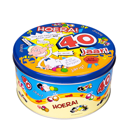 Snoeptrommel 40 Jaar Man 14cm van Paper Dreams koop je bij Partywinkel