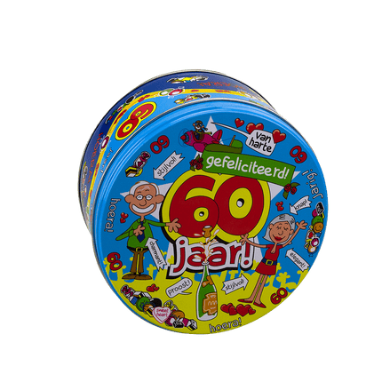 Snoeptrommel 60 Jaar 14cm van Paper Dreams koop je bij Partywinkel