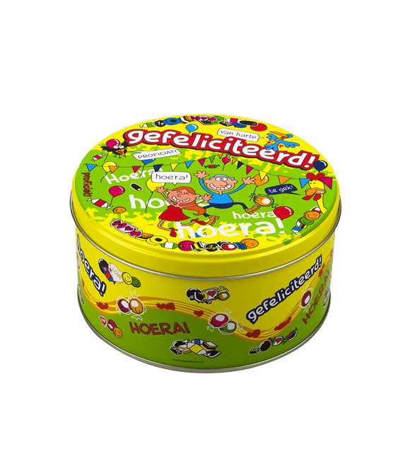 Snoeptrommel Gefeliciteerd 14cm van Paper Dreams koop je bij Partywinkel