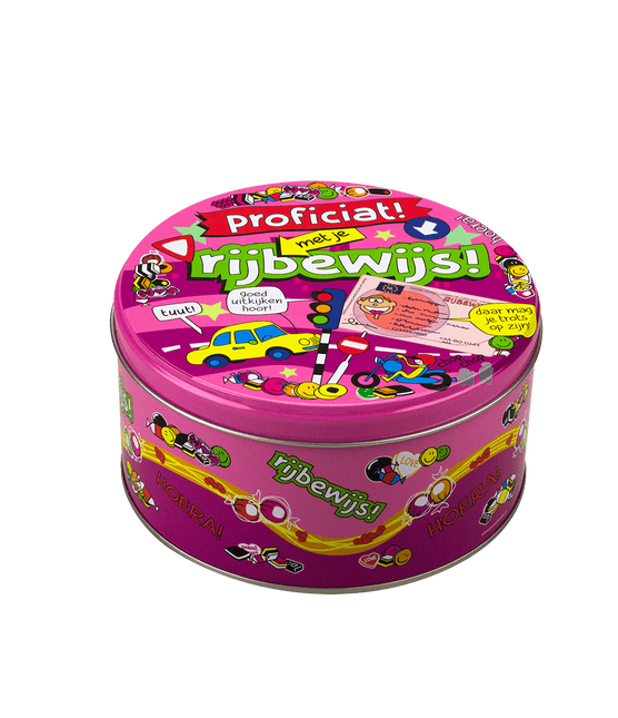 Snoeptrommel Geslaagd Rijbewijs 14cm van Paper Dreams koop je bij Partywinkel