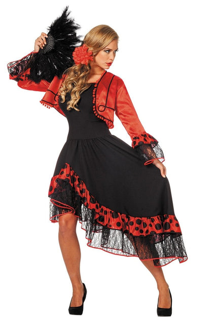 Spaanse Jurk Flamenco Rood Zwart van Wilbers & Wilbers koop je bij Partywinkel