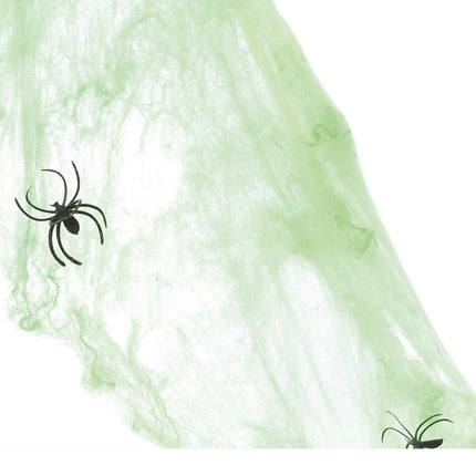 Spinnenweb Groen met 4 Spinnen 60gr van Fiestas Guirca koop je bij Partywinkel