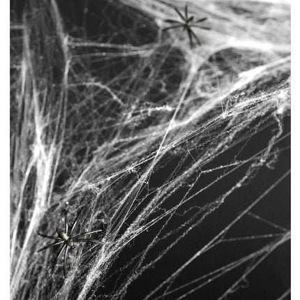 Spinnenweb Wit met 2 Spinnen 60gr van Partydeco koop je bij Partywinkel