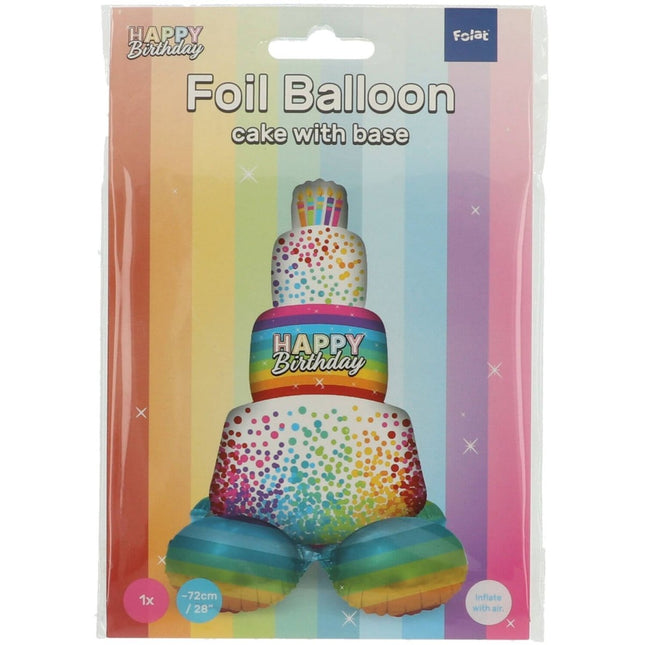 Staande Folieballon Taart Rainbow Bday - 72 cm van Folat koop je bij Partywinkel