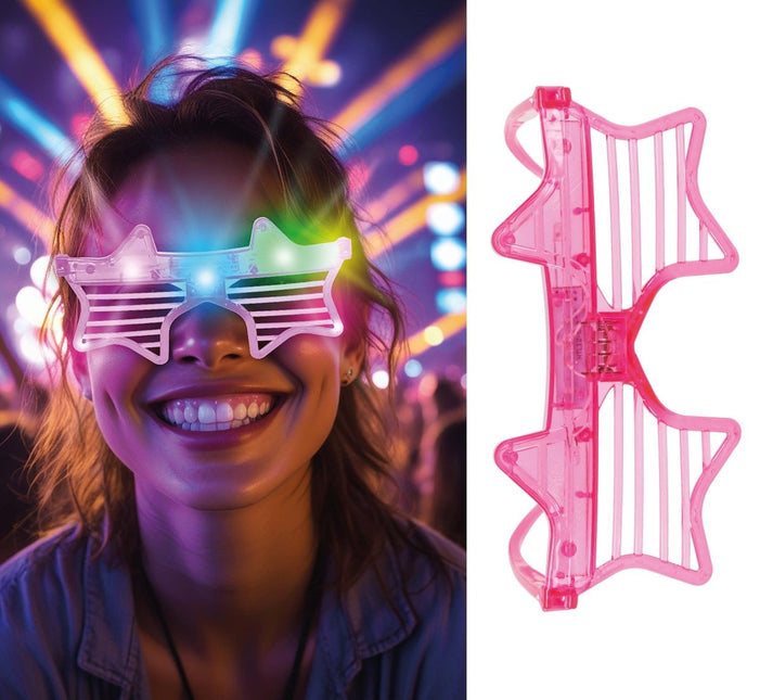 Ster Bril Roze Met Licht van Fiestas Guirca koop je bij Partywinkel
