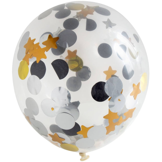 Ster Confetti Ballon Met Stippen 30cm 4st van Folat koop je bij Partywinkel