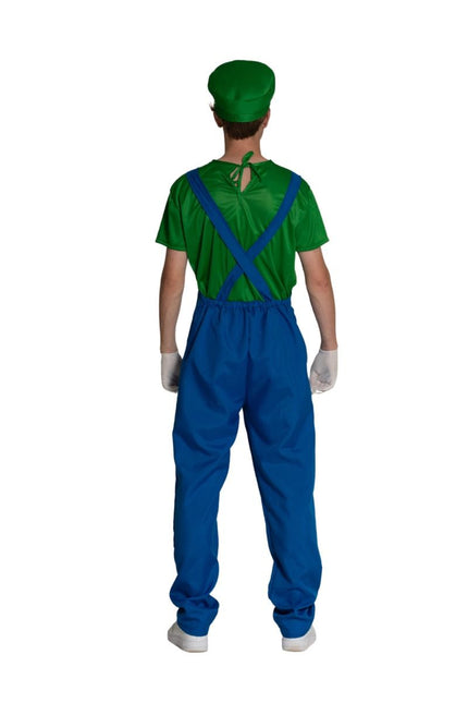 Super Mario Pak Groen Blauw Heren Luigi van PartyXclusive koop je bij Partywinkel
