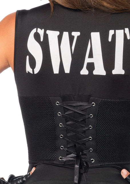 Swat Catsuit Zwart Dames Leg Avenue van Leg Avenue koop je bij Partywinkel
