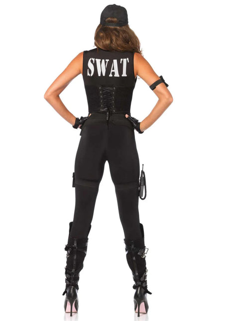 Swat Catsuit Zwart Dames Leg Avenue van Leg Avenue koop je bij Partywinkel