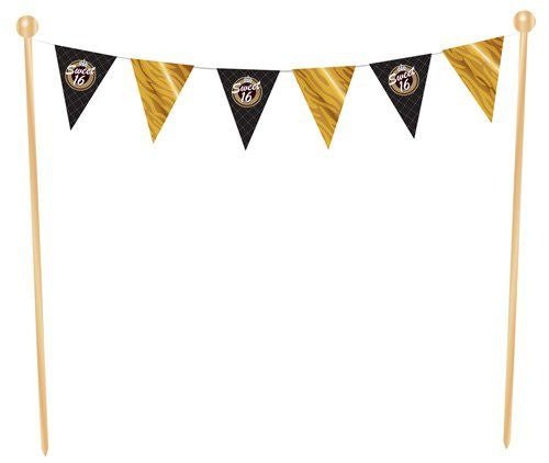 Sweet 16 Taarttopper Goud Zwart van Haza Witbaard koop je bij Partywinkel