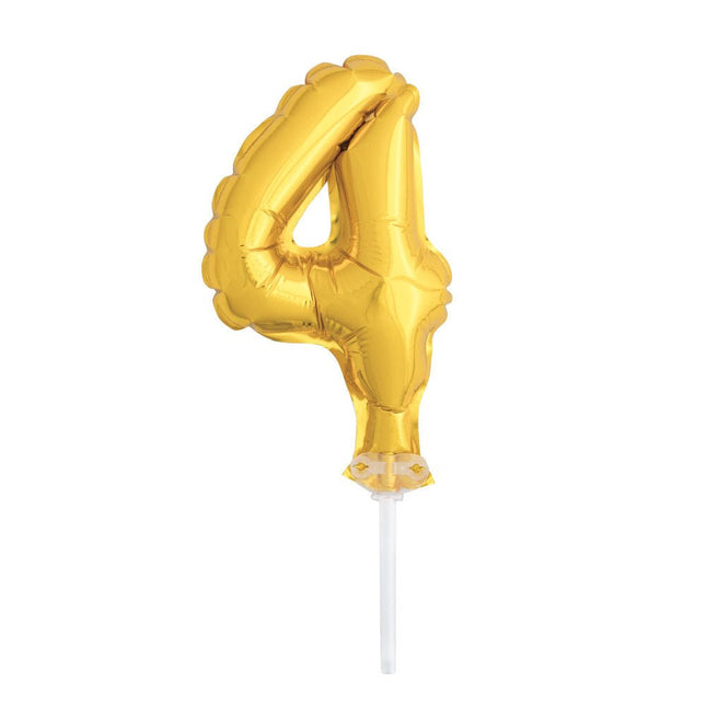 Taartopper Folie Ballon Cijfer 4 21cm van Unique koop je bij Partywinkel