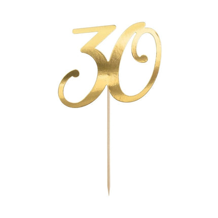 Taarttopper 30 Jaar Goud 20,5cm van Partydeco koop je bij Partywinkel
