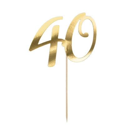 Taarttopper 40 Jaar Goud 20,5cm van Partydeco koop je bij Partywinkel