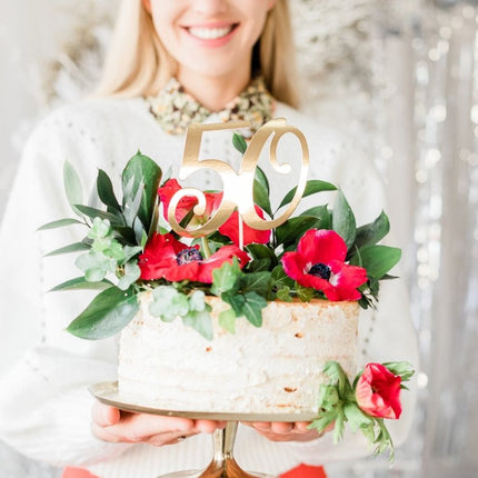 Taarttopper 50 Jaar Goud 20,5cm van Partydeco koop je bij Partywinkel