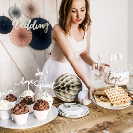 Taarttopper Love Zilver 17cm van Partydeco koop je bij Partywinkel