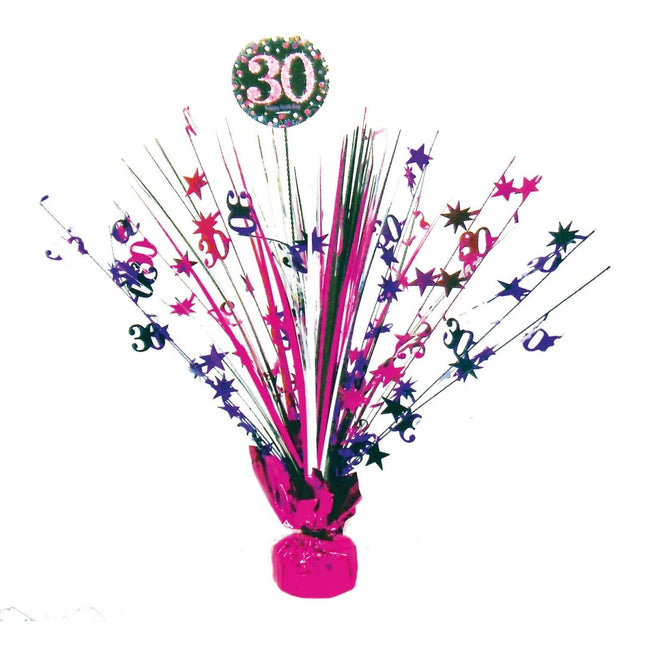 Tafeldecoratie 30 Jaar Happy Birthday Roze 33cm van Riethmueller koop je bij Partywinkel