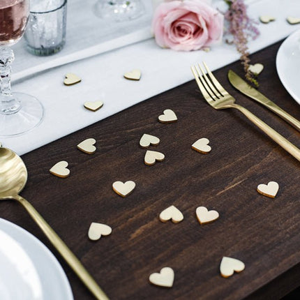 Tafeldecoratie Hartjes Hout 2cm 50st van Partydeco koop je bij Partywinkel
