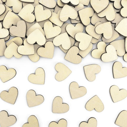 Tafeldecoratie Hartjes Hout 2cm 50st van Partydeco koop je bij Partywinkel