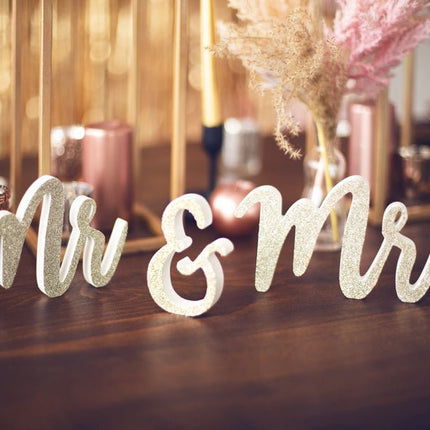 Tafeldecoratie Mr & Mrs 50cm van Partydeco koop je bij Partywinkel