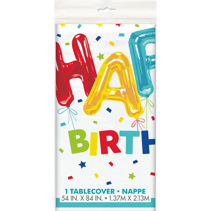 Tafelkleed Happy Birthday Ballonnen 2,13m van Unique koop je bij Partywinkel