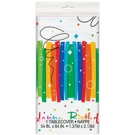 Tafelkleed Happy Birthday Regenboog 2,13m van Unique koop je bij Partywinkel