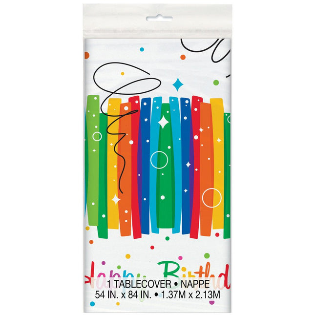 Tafelkleed Happy Birthday Regenboog 2,13m van Unique koop je bij Partywinkel