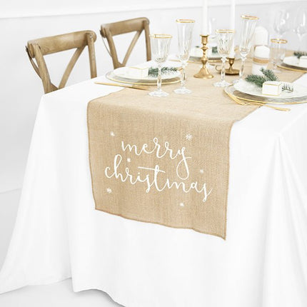 Tafelloper Merry Christmas 2,5m van Partydeco koop je bij Partywinkel